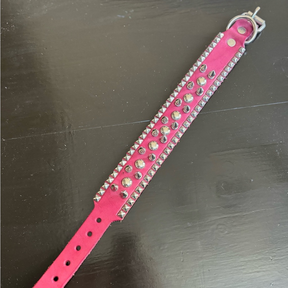 19 inch leather spiked dog collar